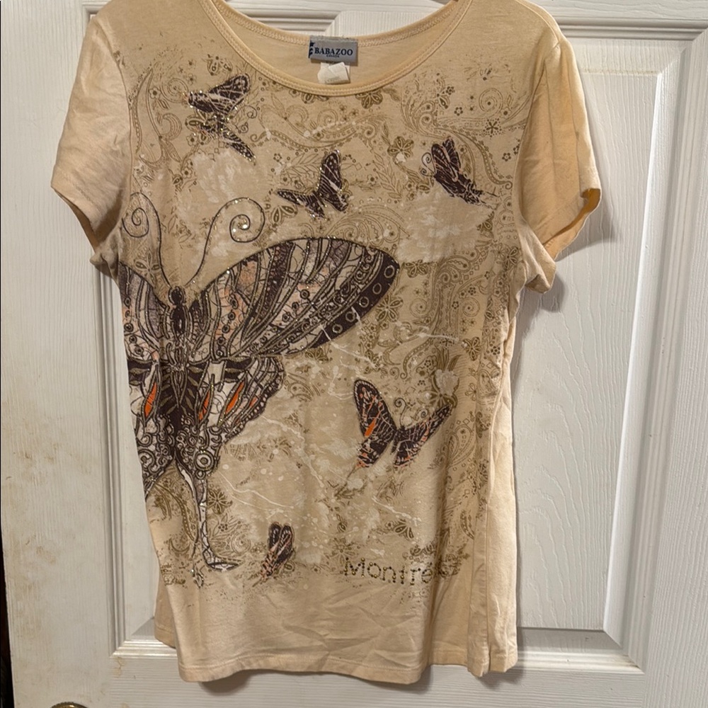 Tan Graphic Fitted T-Shirt